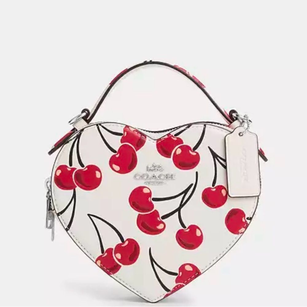NWT ❤️ Coach Heart Crossbody Bag With Cherry Print CAB06 - Picture 1 of 9